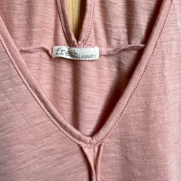 FRESH LAUNDRY Pink Slub Tunic Open Dolman Sleeves Plunge Blouse Coverup Tee S - Picture 8 of 9